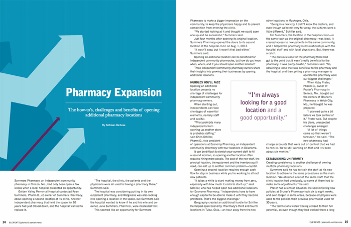 Pharmacy Expansion feature article in Elements magazine
